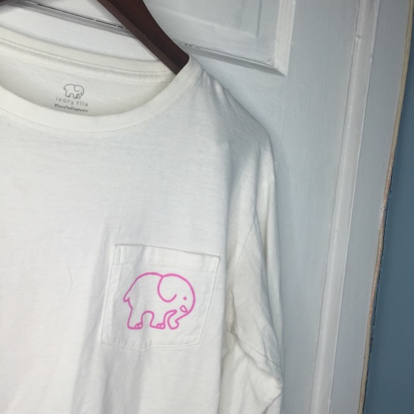 SOLD***Ivory Ella Pink Rose Elephant Pocket Tee - Picture 5 of 8